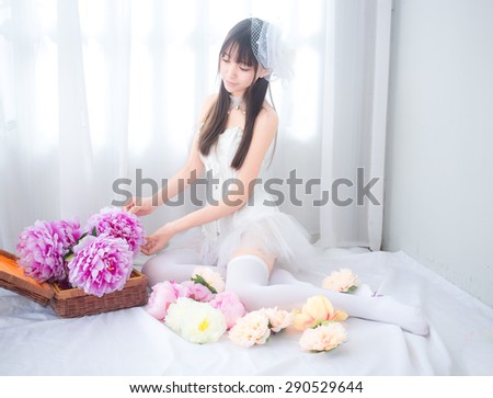 asian sexy underwear girl lady  japanese style with flowers