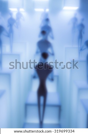 alien clone blur blue science technology background