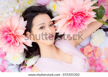 Girl in flower good sleep