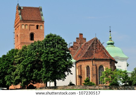 Gothic architecture of the St. Mary\'s Church in Warsaw, Poland. Summer time.