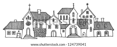 Cartoon Hand Drawing Houses Stock Vector Illustration 124739041