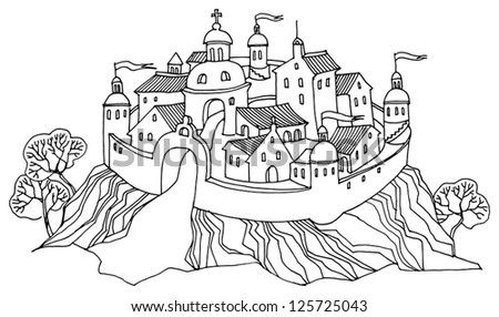 Cartoon Hand Drawing Castle Stock Vector Illustration 125725043