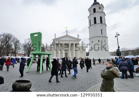 VILNIUS, LITHUANIA - MARCH 1: Unidentified peoples in annual traditional crafts fair - Kaziuko fair on Mar 1, 2013 in Vilnius, Lithuania