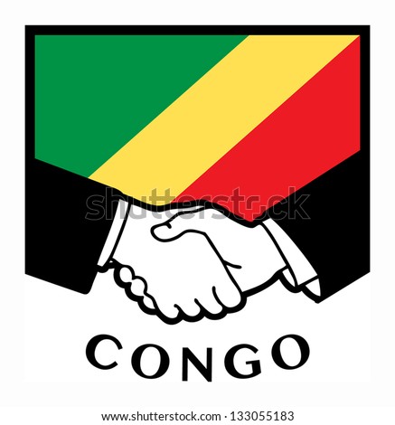 Congo flag and business handshake, vector illustration