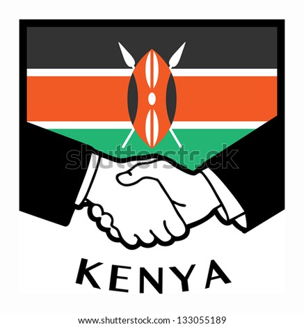 Kenya flag and business handshake, vector illustration