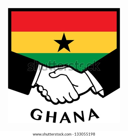 Ghana flag and business handshake, vector illustration