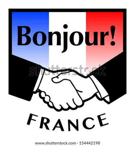 France flag and business handshake, vector illustration