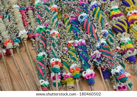 VILNIUS, LITHUANIA - MARCH 7: Traditional palm bouquets in annual traditional crafts fair - Kaziuko fair on Mar 7, 2014 in Vilnius, Lithuania