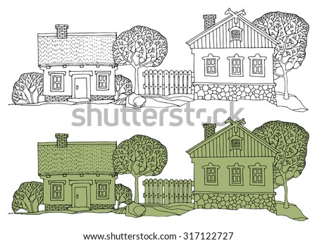 Cartoon Hand Drawing Houses Stock Vector Illustration 317122727