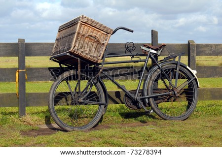 Old bike with bakery basket