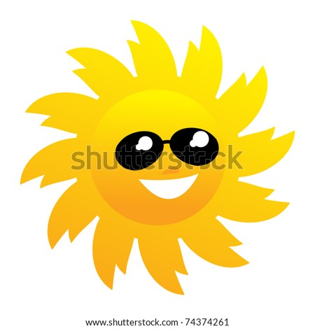 clip art sun with sunglasses. stock vector : Smiling sun