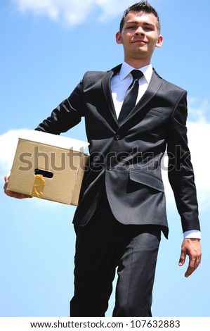 Business man delivery a box