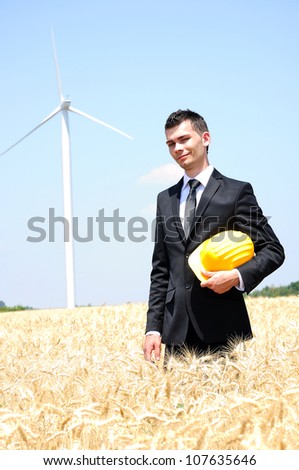 Young worker on wind farm