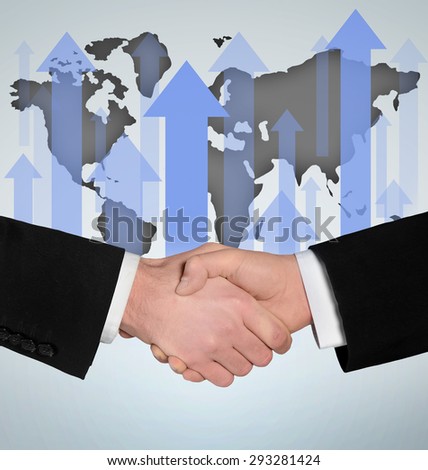 Handshake and world map graphic