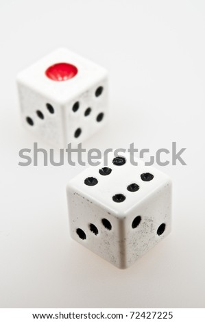 Isolated closeup of two dice