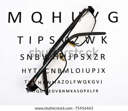 Eye glasses on examination paper