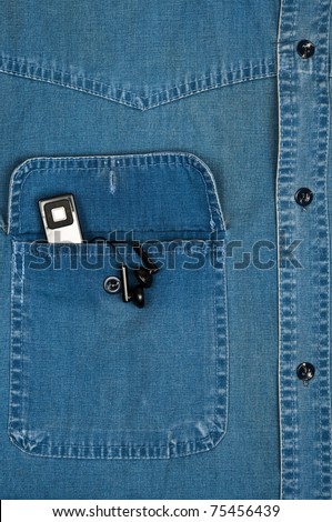 Jeans shirt pocket with mp3 player
