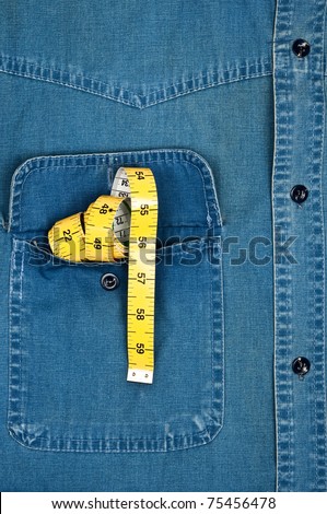 Jeans shirt pocket with cm ruler