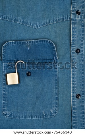Jeans shirt pocket with padlock
