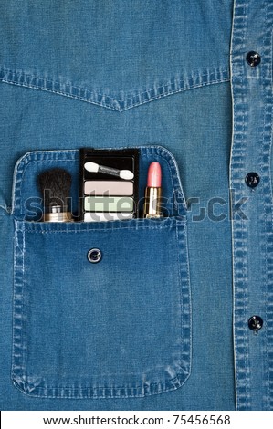 Jeans shirt pocket with make-up