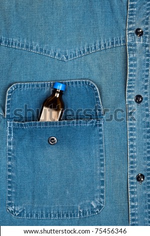 Jeans shirt pocket with bottle