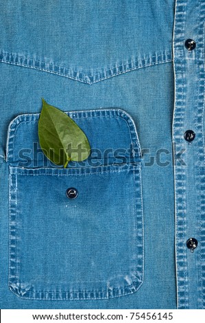 Jeans shirt pocket with leaf