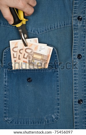 Jeans shirt pocket with money