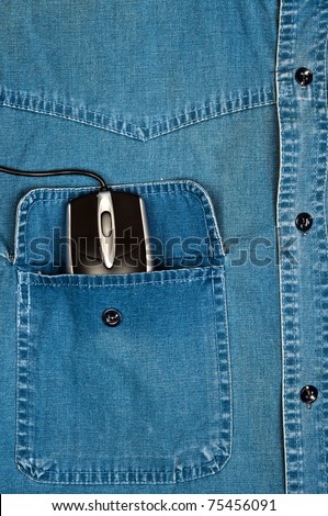 Jeans shirt pocket with pc mouse