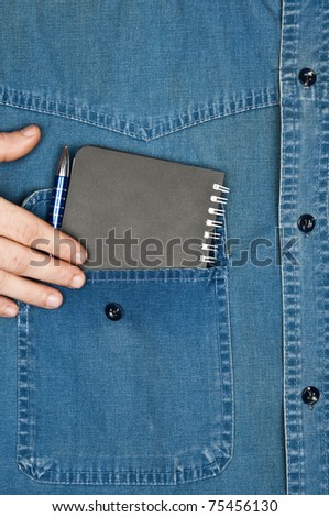 Jeans shirt pocket with notepad