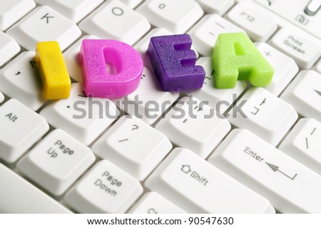 Idea word made by colorful letters on keyboard