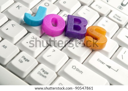 Jobs word made by colorful letters on keyboard