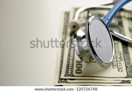 stethoscope on white background close-up and a place for your text