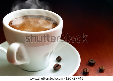 cup of hot coffee on the table