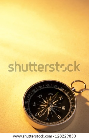 compass indicates the direction of movement and the old paper background