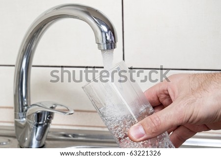 Tap water and a glass of water