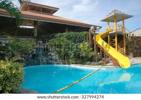 BULACAN, PH - OCT. 16: Cherubin Gardens swimming pool on October 16, 2015 in Meycauayan, Bulacan. Cherubin Gardens is a resort and events place consists of guest rooms, swimming pool, and others.