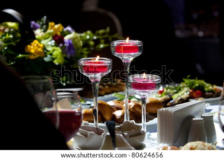 romantic dinner set with candle light, ready for date