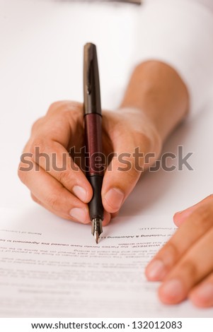 Hand signing contract