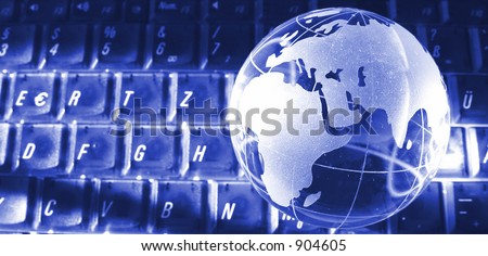 gate to the world - glassglobe on a keyboard