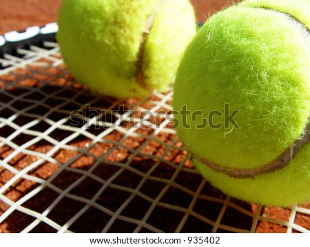 tennis court - balls and racket