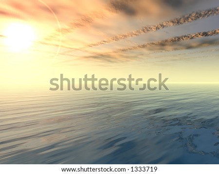 Sunset and Victory Clouds over sea