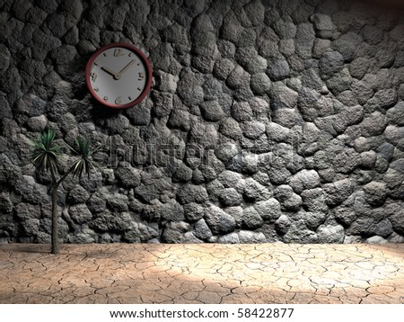 Clock On Stone Wall