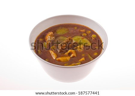 Thai fish curry spicy isolate on white background.