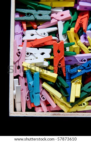 Colorful wooden paper clip in the commercial vehicles and wood.