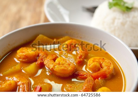 shrimp curry with rice,thai food.