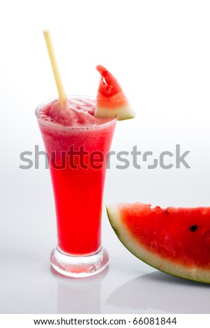 Smoothie water melon with slice water melon isolate on white background.