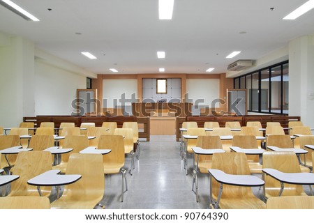 Empty  courtroom with modern,  Class room in university at Thailand.
