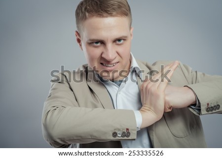Business man ready to fight for job