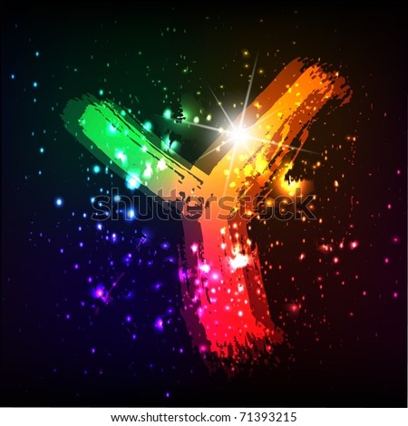stock photo Glowing shiny graffiti letter on space background Letter Y
