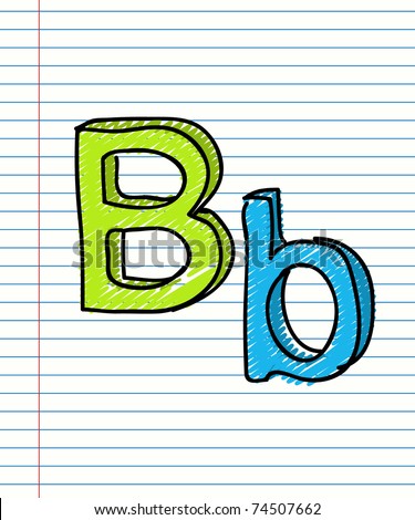 Hand Drawn Sketch Alphabet. Letter B Stock Vector Illustration 74507662 ...